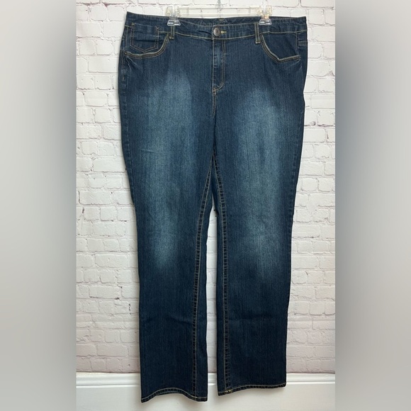 Avenue Dark Wash Straight Leg Jeans - Picture 1 of 15